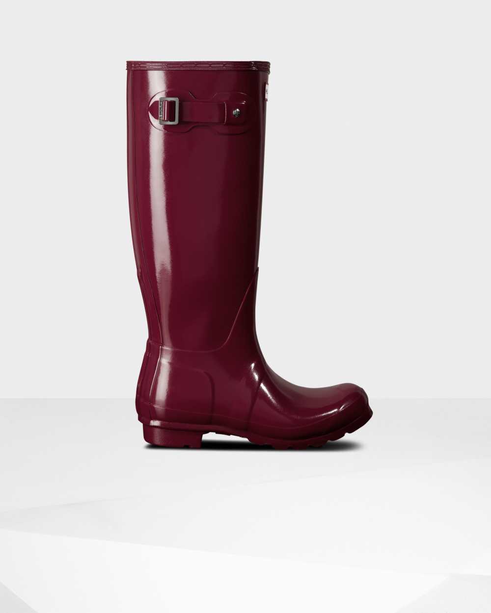 Stivali Pioggia Hunter Original Tall Gloss Donna - Bordeaux/Rosse | 734-560432 IT